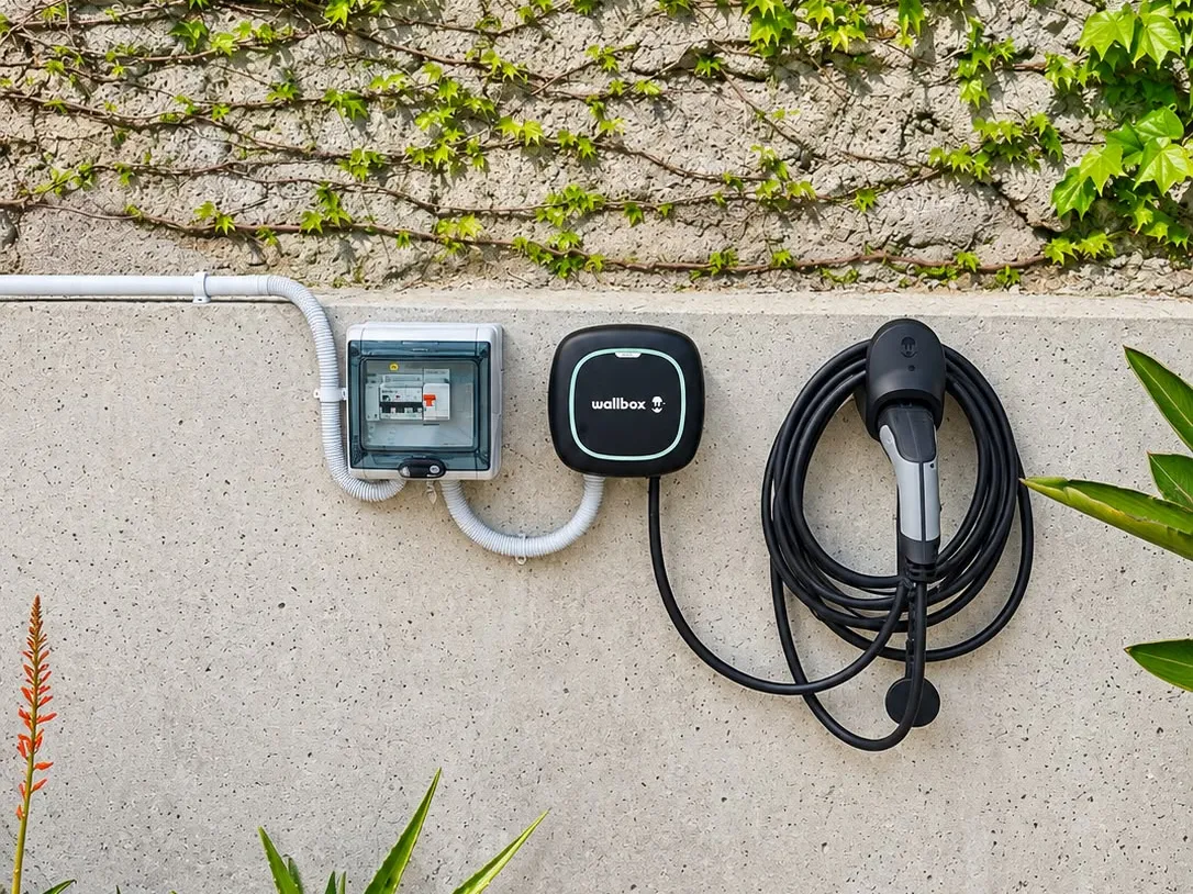 Cargador Wallbox de pared con su cuadro de protección propio